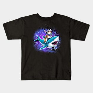 Corgi Riding Shark Jaw some Dog Lover Gifts Space Galaxy Kids T-Shirt